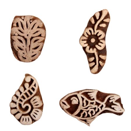 Set of 4 Piece New Mix Wooden Printing Block